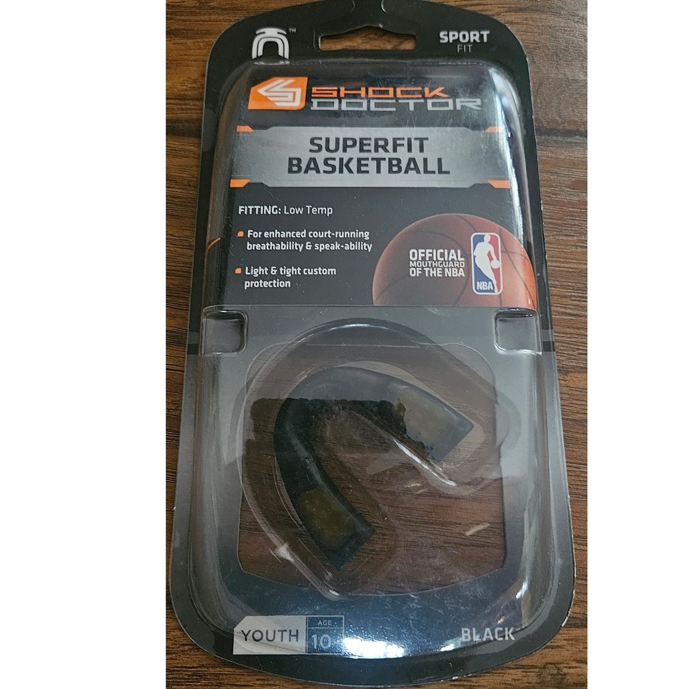 Shock Doctor Superfit Basketball‎ Mouthguard Youth Black Age 10 Official NBA